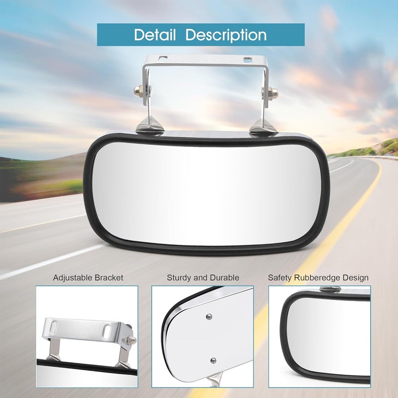 BOOLEE Convex Mirror Stainless Steel Rectangular U-Bracket for Cars Trucks Boats Tractors Forklifts Improves Visibility Rear view and Side Mirror Universal Screw Fixed - Image 5